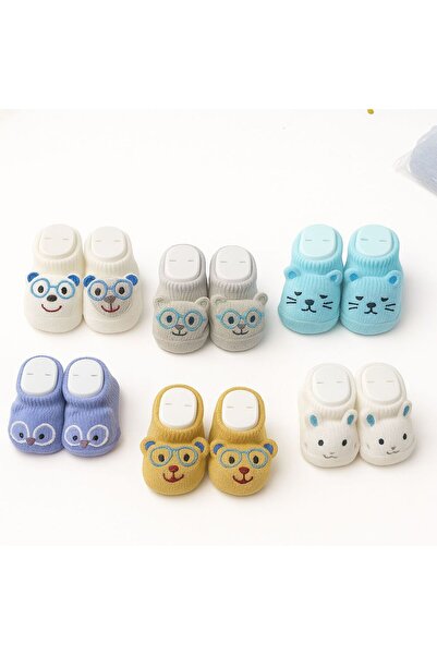 Akface 6 Pairs of Newborn Baby Boy Socks with Toys 0-6 Months