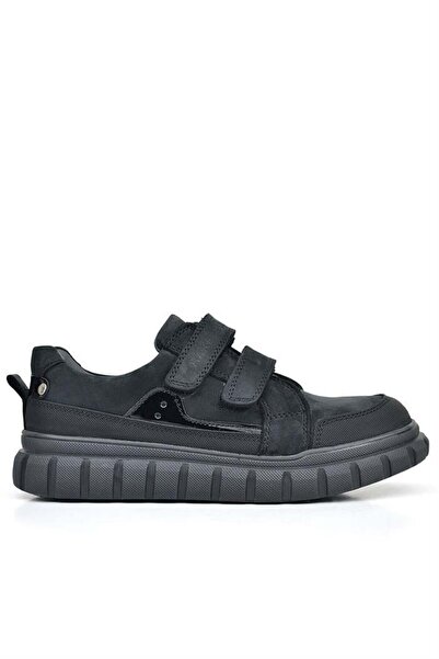 Rakerplus Black Genuine Leather - Velcro Nubuck Casual Children's Sneakers
