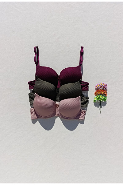 siyalife Pachet de 3 sutien cu susținere cu căptușeală cu nervuri economice