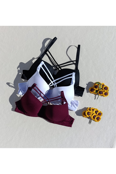 siyalife Σουτιέν Micro 3 τεμαχίων με επένδυση Push Up με επένδυση σταυρωτού κορδονιού