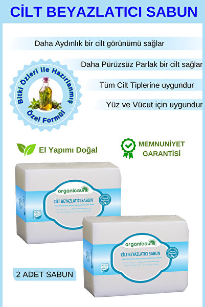 Organicsun Doğal Cilt Beyazlatıcı Sabun 140 Gr x 2 Adet Tüm Cilt Tipleri İçin...
