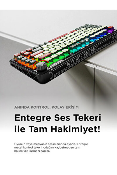 Rampage EIRA Transparan Hot Swap Gasket Oil Switch Q Pudding PBT Keycaps Kablosuz Mekanik Oyuncu Klavyesi