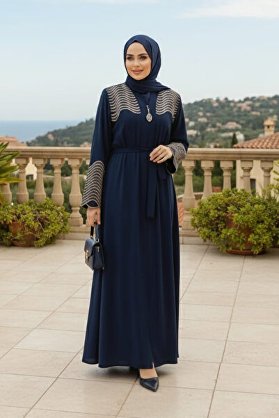 Neva Style Візерунчастий темно-синій хіджаб Abaya 29105L