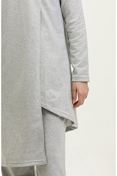 sefamerve Asymmetric Cut Two Thread Tracksuit Suit 03076-05 Gray