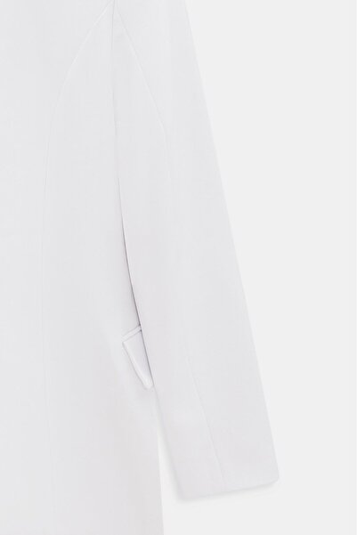 Saade Jachetă albă țesătă de afaceri cu închidere la două piept, cu detaliu de nasturi