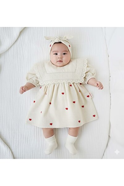 Serackids Red Heart Embroidered Dress