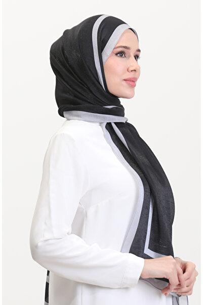 sefamerve Σάλι Amber 70240-01 Μαύρο Γκρι