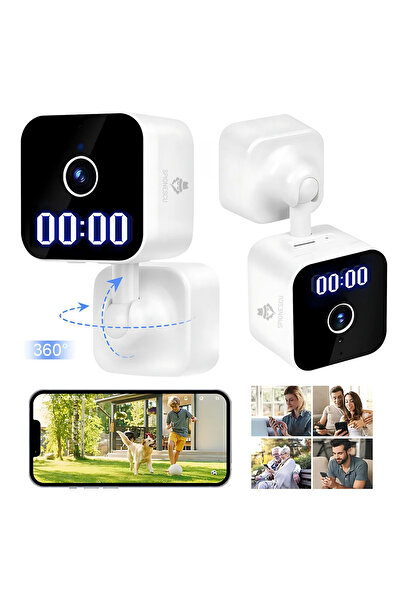 Spionescu Cameră spion cu ceas și afișaj LED, K1, full HD 1080P, rotație 360°, 3 MP, video, audio bidirecțional