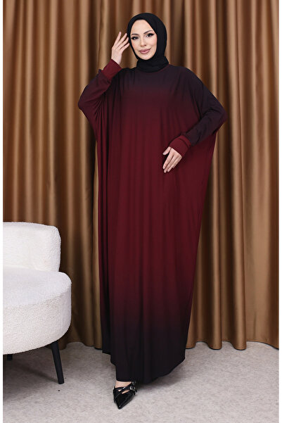 sefamerve Yarasa Kol Sandy Elbise 1908-10 Bordo