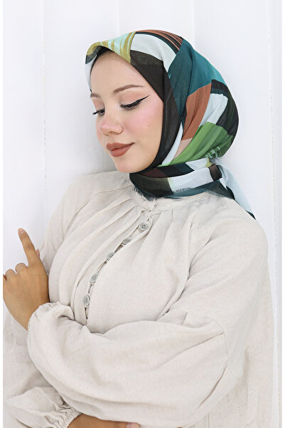 sefamerve Dijital Baskılı Eşarp 70320-05 Koyu Petrol Hardal