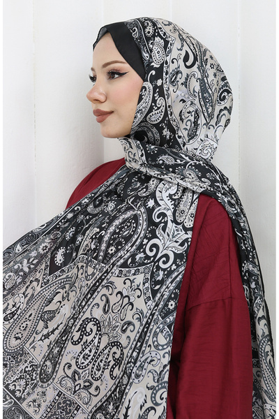 sefamerve Șal Janjan cu model etnic 70306-08 Negru