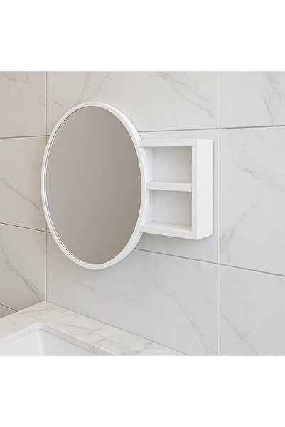 Genel Markalar Oval Aynalı Lavabo Üstü Banyo Dolabı - Beyaz