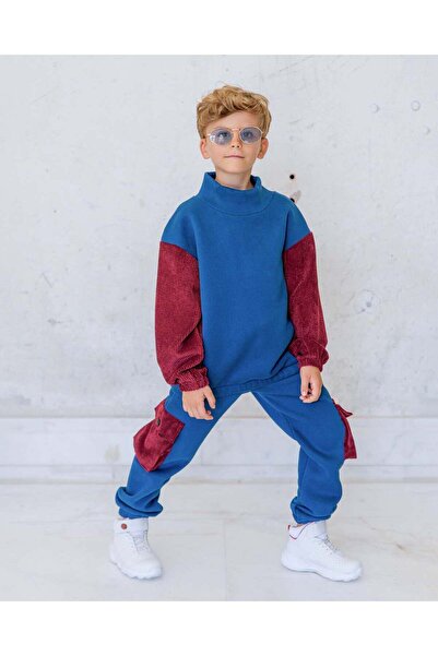 rg kidsstore Girls / Boys Velvet Detailed Tracksuit Set_Rg1433