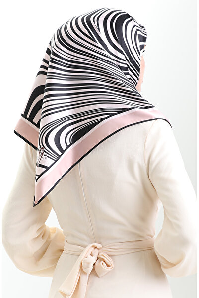 sefamerve Ψηφιακό κασκόλ από ρεγιόν 70301-04 Μαύρη πούδρα