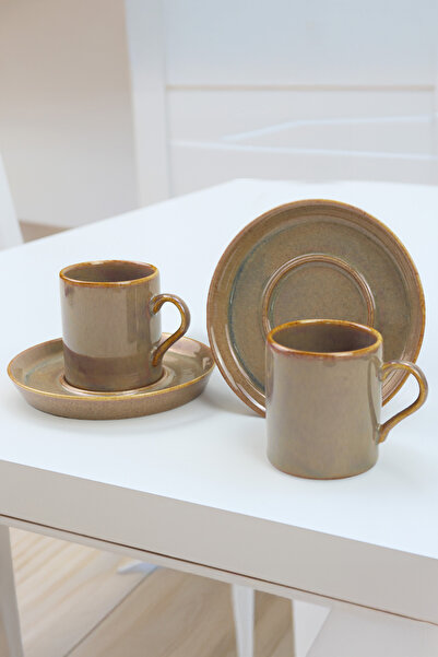 Trendmiya 6'lı Gri Porselen Türk Kahvesi Fincan Takımı