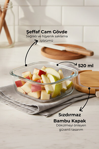 Bambum Patina Lockable Glass Storage Container 520 ml