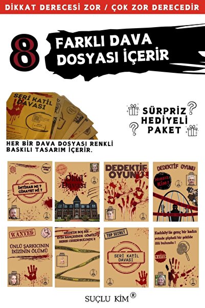 Suçlu Kim Dedektiflik Suç Çözümleme-suçluyu Bulma-dedektif Oyunu-cinayet Çözme-dedektif Oyunu-kutu Oyunu-7'li.