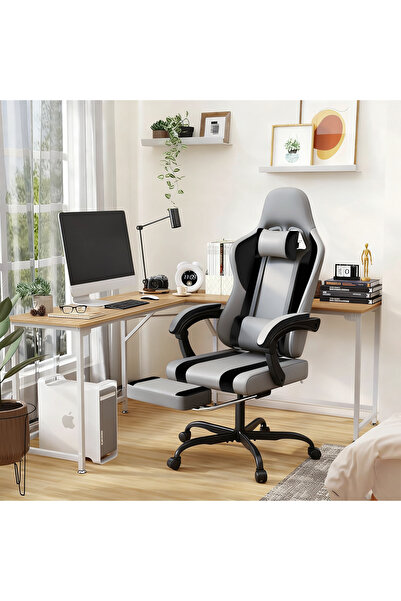 VINNYSEN كرسي ألعاب، كرسي مكتب، كرسي كمبيوتر، كرسي مكتب جلدي، كرسي تنفيذي مريح