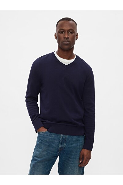 GAP Erkek Lacivert V Yaka Kazak