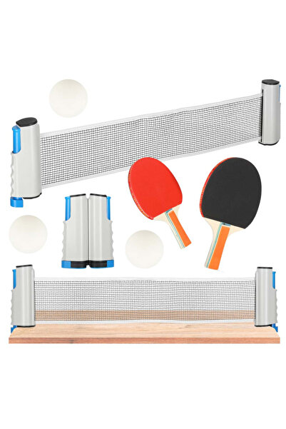 varioshop Table Tennis Set – 2 Rackets, 3 Balls, 170 cm Extendable Net, Quick Clamp