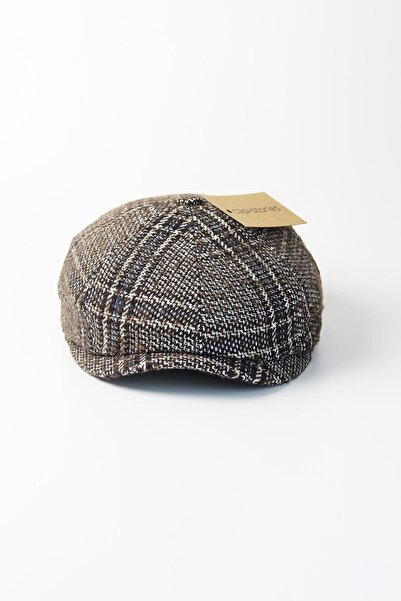 Capstories Erkek Kasket Şapka Kahverengi M - L Beden Uyumlu Arkası Lastikli Kasket