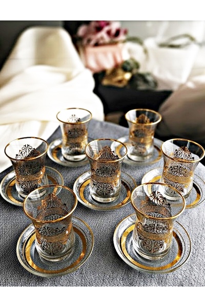 Paşabahçe 62561 Tabanı Kalın Desenli 12 Parça Çay Seti 100 Cc