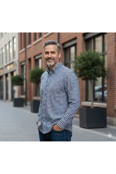 ADVANTE GÜNCÜOĞLU UZUN KOLLU CEPLİ  KARE DESENLİ KLASİK KIŞLIK ERKEK GÖMLEK