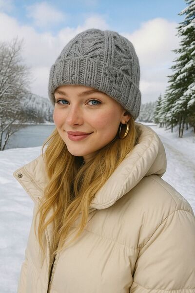 Axesoire 14779 Triko Delikli Saçaklı Antrasit Bere