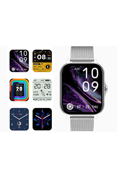 varioshop Smartwatch - Health monitoring, calls, notifications, 7 sports, color touch, 2 straps, gra