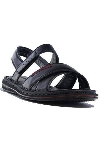 Hammer Jack 578216 Kanberra Siyah Ortopedik Deri Erkek Sandalet