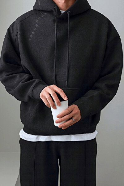 GENIUS STORE Men's Tracksuit Set with Raised Stitching 3 Thread Fleece Inside Casual Tracksuit Set 3Thread-Set