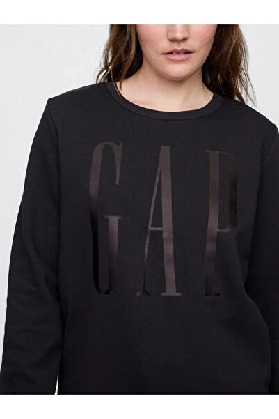 GAP Світшот з логотипом Doorbuster 800444 Світшот з флісовою підкладкою Bisiklet Yaka Жіночий світшот SİYAH