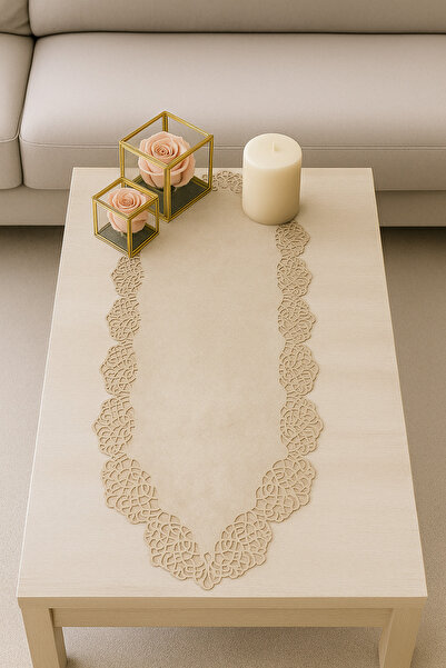 Ergüven Home Bej (KOYU KREM) Süet Kumaş Runner 40x100 Cm Sehpa Boyu - Modern ...