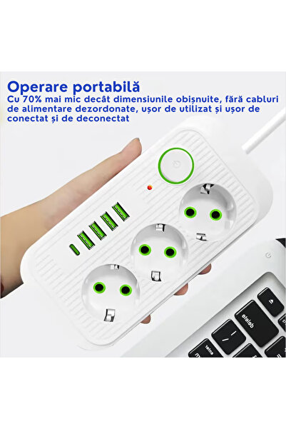 varioshop VarioShop® 2 m extension cord, 3 sockets, 4 USB ports and 1 USB-C port, the smart solution for more