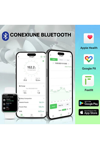 varioshop Έξυπνη ζυγαριά μπάνιου VarioShop®, οθόνη LCD, εφαρμογή Feelfit, βάρος έως 226 kg, ΔΜΣ, σωματικό λίπος, μυϊκή μάζα