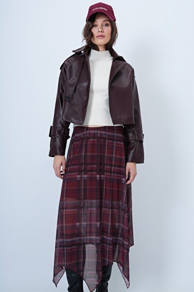 VAGGON Γυναικείο μπουφάν από συνθετικό δέρμα με λεπτομέρεια με αγκράφα oversized Vs01390