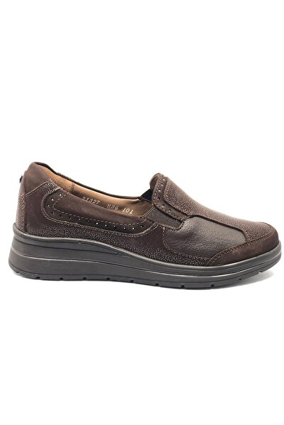 Forelli Faye Genuine Leather Orthopedic Comfort Women's Casual Shoes Brown