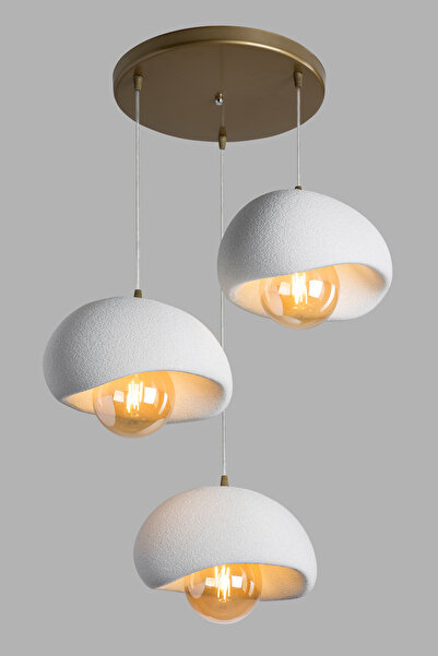 Limon 3D Desing 3 Lü Sarkıt Avize Rustik E27 Modern Avize Bohem Beton Görünüm (RUSTİK AMPUL HEDİYELİ..!)