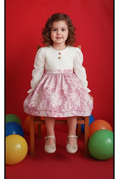 NAY KIDS Kız Bebek Vintage Dantel Motifli Elbise