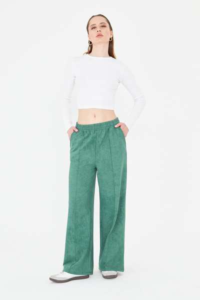 ESPİNA Women's Loose-Fit Casual Trousers with Ruffled Front Pockets