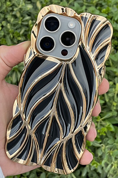 CEPSTOK حافظة آيفون 14 برو بنمط الأوراق اللامعة المضادة للصدمات من السيليكون