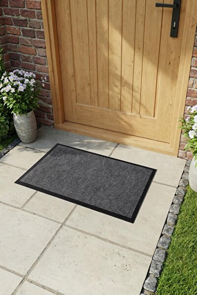 Genel Markalar Ps019a Gri Kaymaz Taban Nem Alıcı Toz Alıcı Kapı Önü Paspası Uv Dayanıklı 40x60 Cm