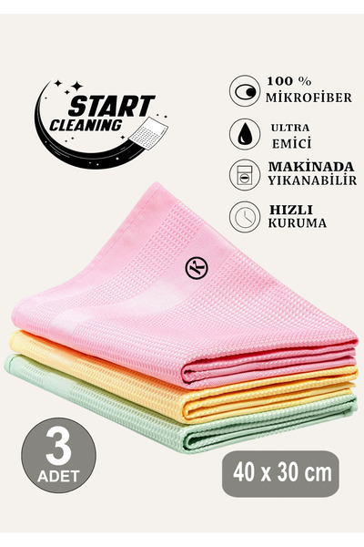 START CLEANING Koza-x Mikrofiber Sihirli Temizlik Bezi 3 Adet Cam,ayna,mutfak...