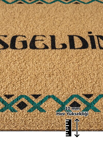 Cotto Home Coco Entry PS025A Renkli Hoşgeldiniz Kalın Kaymaz Taban Nem Alıcı Şık Tasarım Kapı Önü Paspas