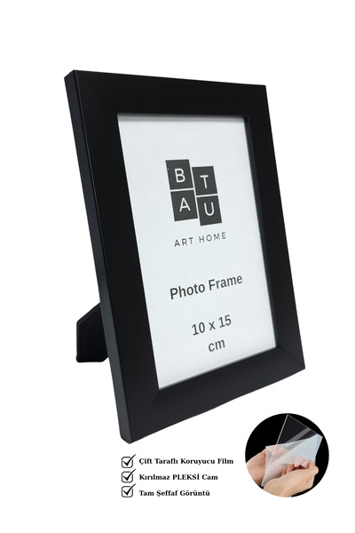 Batu Art Home Fotoğraf Çerçevesi Korumalı Kırılmaz Pleksi Camlı Masaüstü Ayaklı ve Duvara Asılabilir 10x15 cm