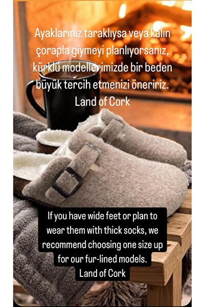 LAND OF CORK LC Παντόφλες οικιακής χρήσης από γνήσια γούνα ανατομικής διαμόρφωσης – Φυσική σόλα από φελλό & άνεση από τσόχα
