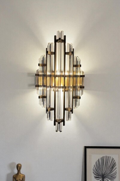 Bamyum Champion Eskitme Rengi Aplik Tekli Duvar Lambası Otel Cafe Restoran Için Dekoratif Modelleri