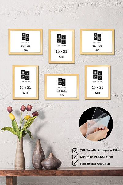 Batu Art Home 6 Adet Resim Fotoğraf Çerçeve Seti Naturel Renk Pleksi Camlı Ya...