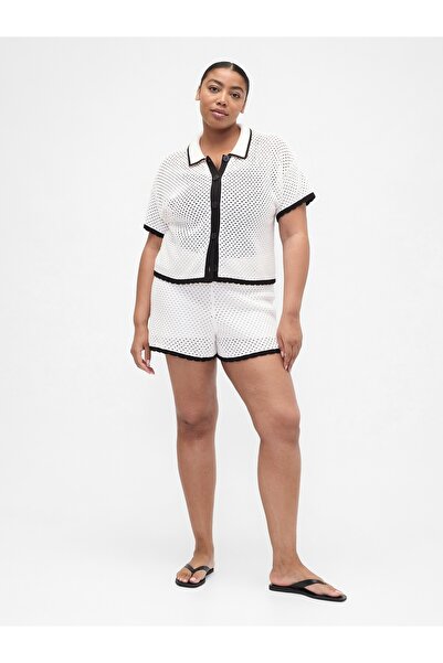 GAP Kadın Beyaz Kroşe Şort