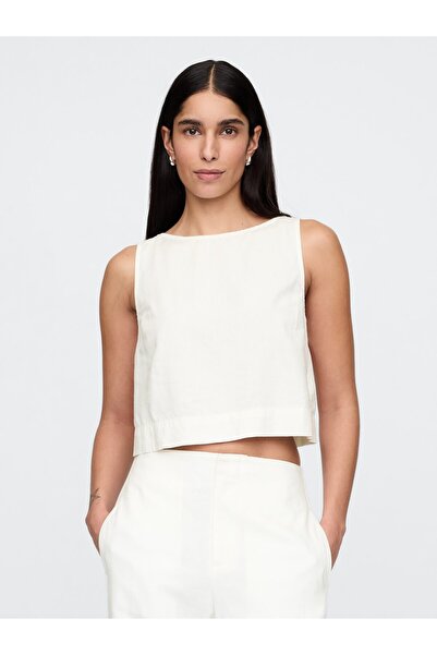 GAP Kadın Kırık Beyaz Keten Karışımlı Gömlek